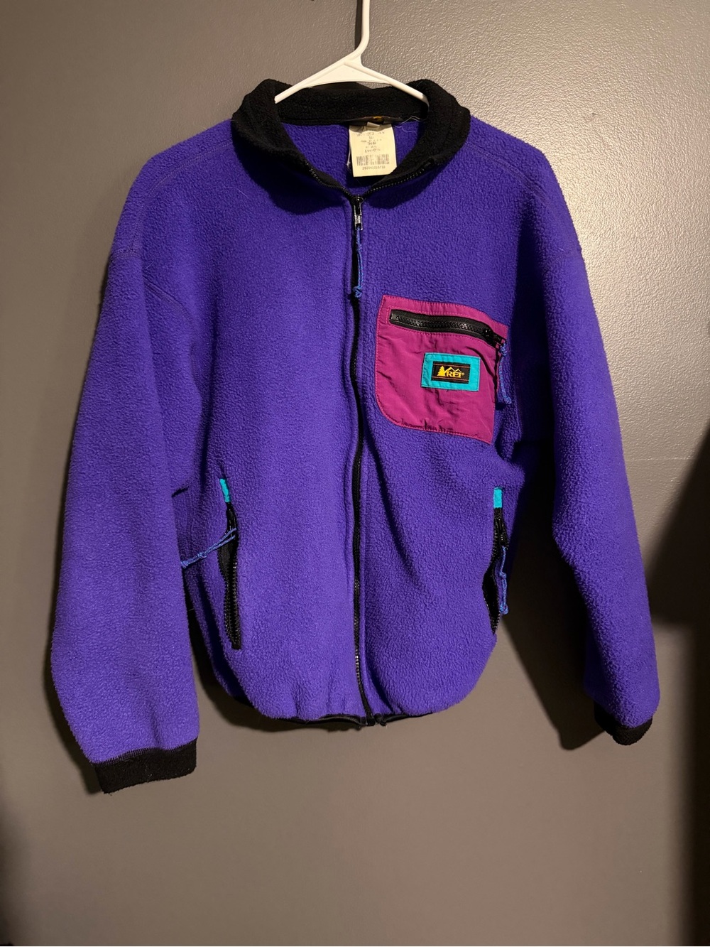 REI Kids Purple Fleece Jacket with Pink Chest Pocket